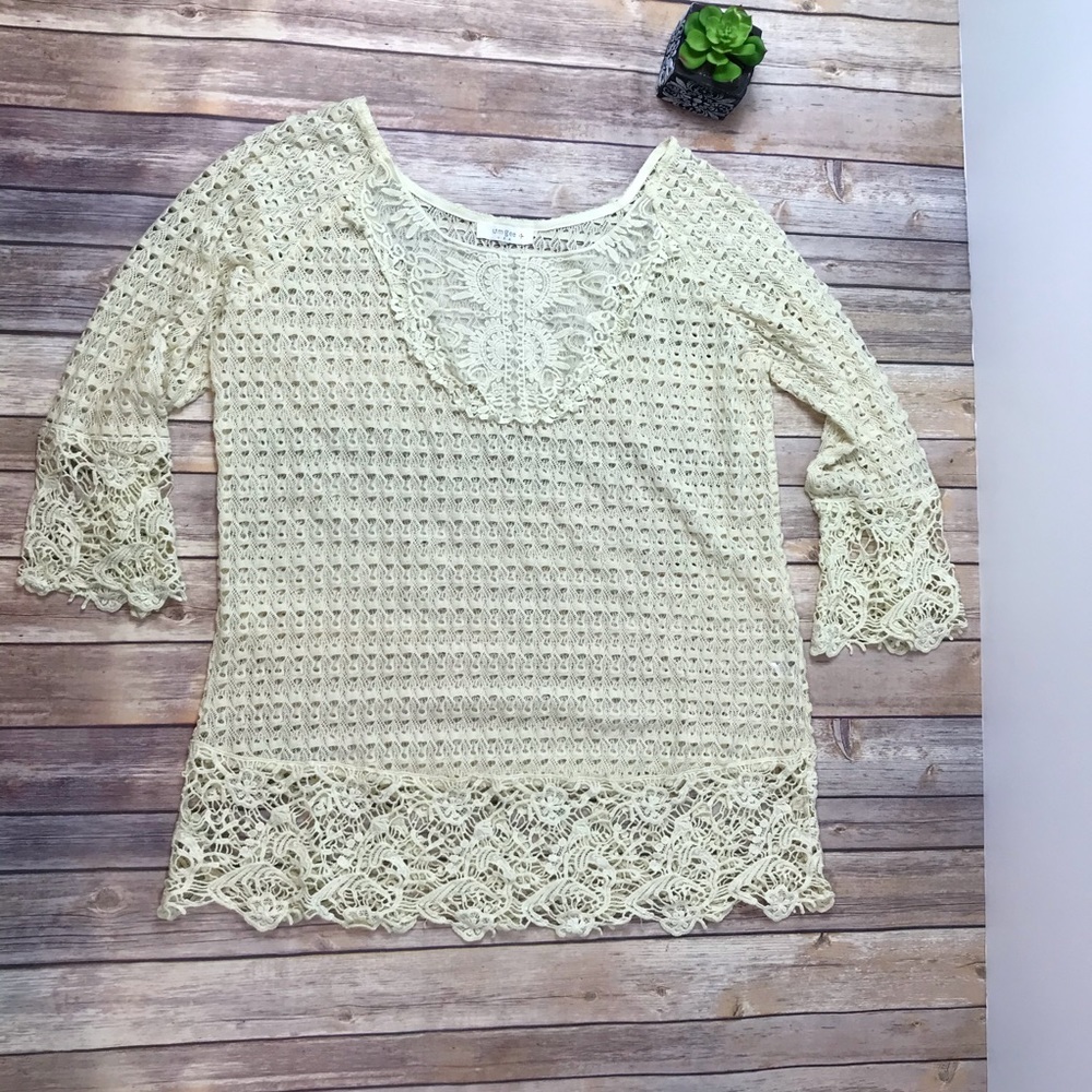 UMGEE Semi Sheer Lace Crochet Top Tunic 1XL - Picture 2 of 5